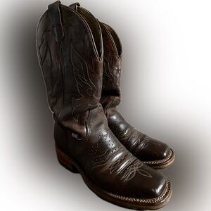 Double‎ H Men's Brown Leather Cowboy Boots size 6.5